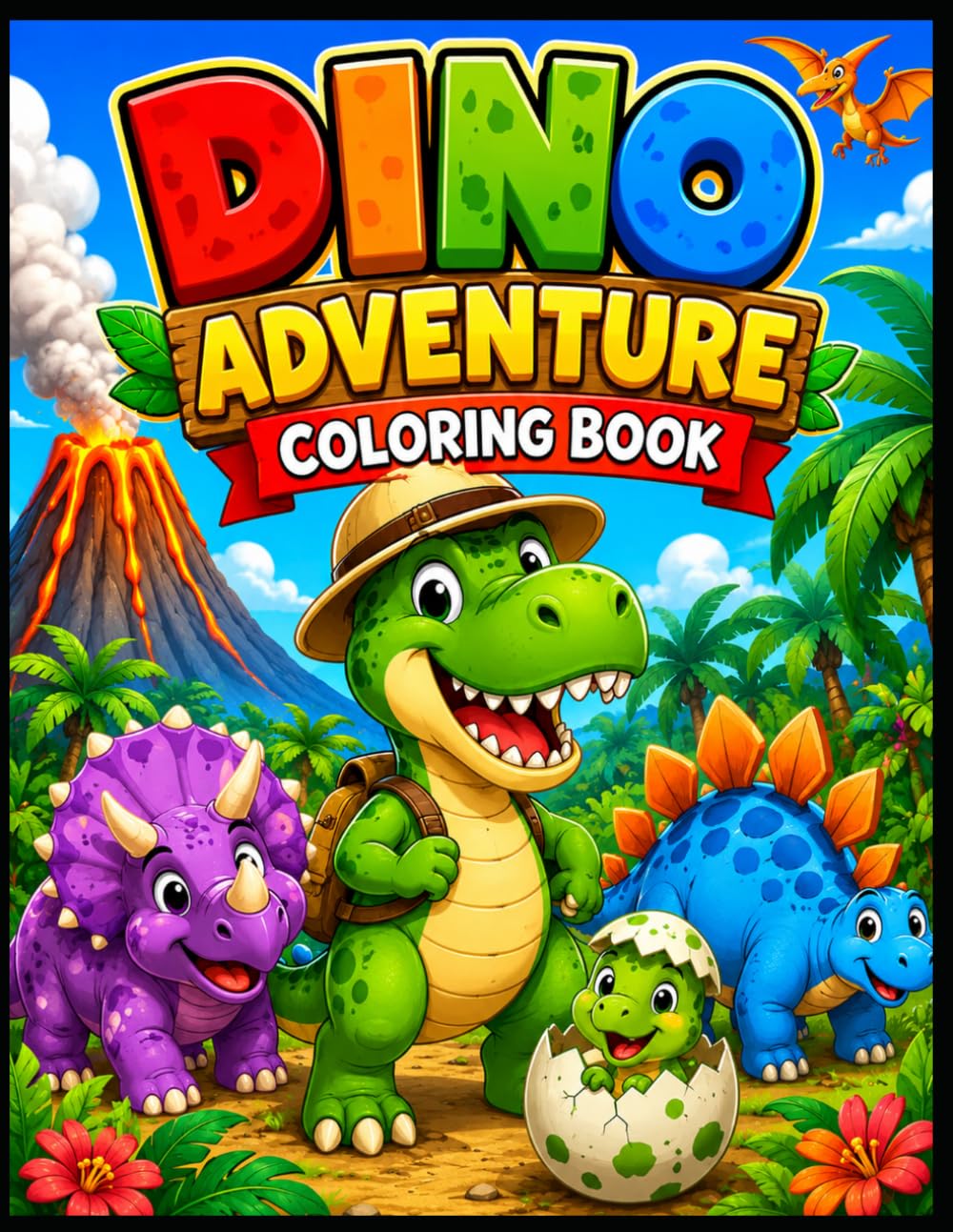 Dino Adventure Coloring Book: Fun Cute Dinosaurs for Kids Ages 4-8