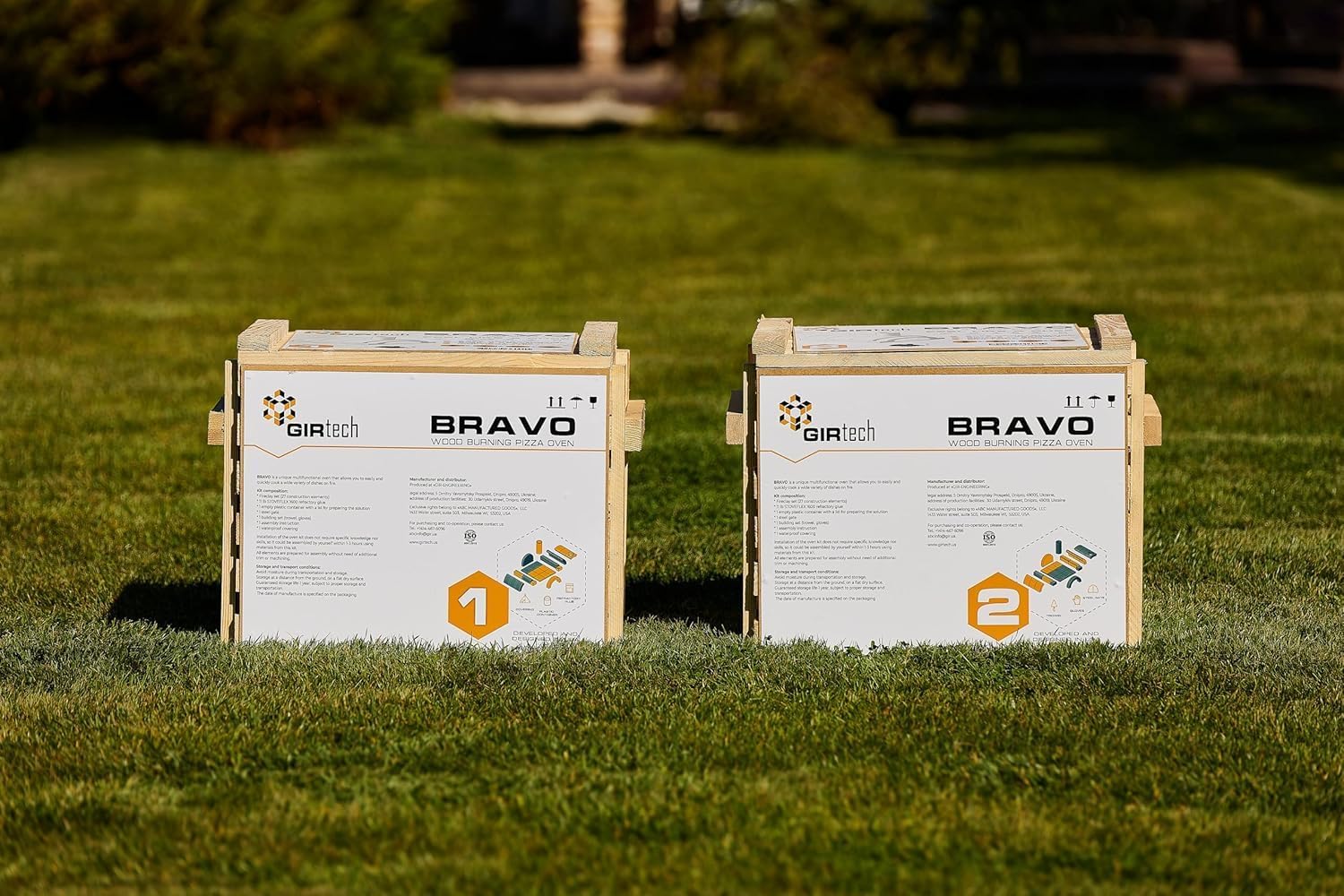 BRAVO Wood Burning Fire Brick Pizza Oven for Outdoor Cooking - FULLY DIY KIT - Includes Firebrick Set, Refractory Glue, Trowel, Gloves, Cover, Steel Gate, Assembly Instructions (3 hours)