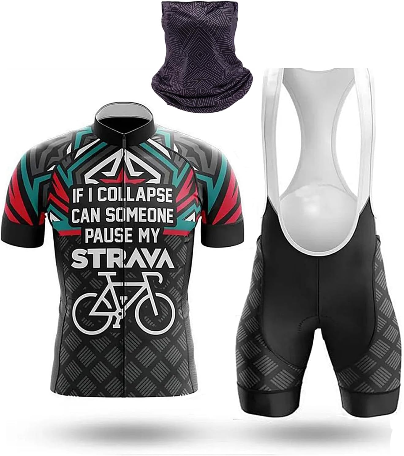 MoonmenMen's Cycling Jersey Suit, MTB Clothes Cycling Kit Bike Shirts Sunscreen mask and Cycling Bibs Short with 20D Gel Pad Biking Clothing Set Shorts-Moisture Wicking, Breathable, Quick Dry