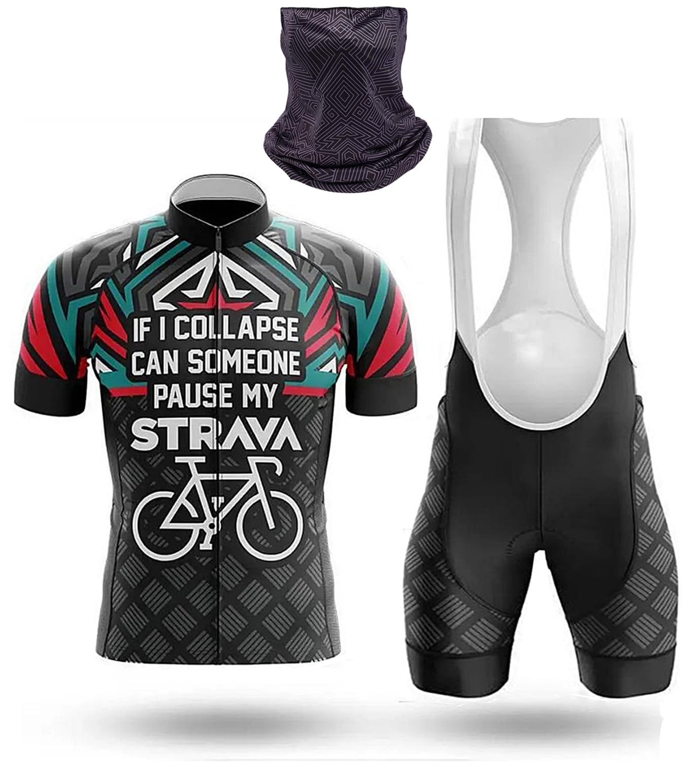 MoonmenMen's Cycling Jersey Suit, MTB Clothes Cycling Kit Bike Shirts Sunscreen mask and Cycling Bibs Short with 20D Gel Pad Biking Clothing Set Shorts-Moisture Wicking, Breathable, Quick Dry