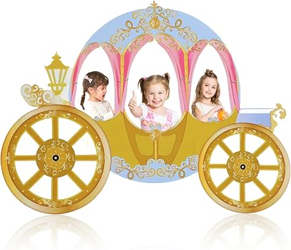 47" Carriage Cardboard Princess Castle Photo Booth Props Life Size Cardboard Cutout Standup Castle Photography Background for Princess Birthday Party Decoration Pink Carriage
