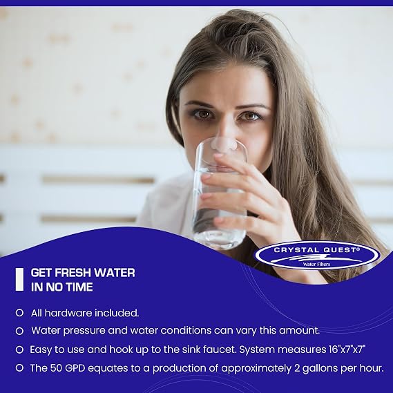 Crystal Quest Countertop Reverse Osmosis Water Filter System - 10-Stage RO Purifier for Sink Faucet, Removes TDS, Lead, Fluoride, Arsenic, Chlorine - Portable Water Filtration for Home, RV, or Office