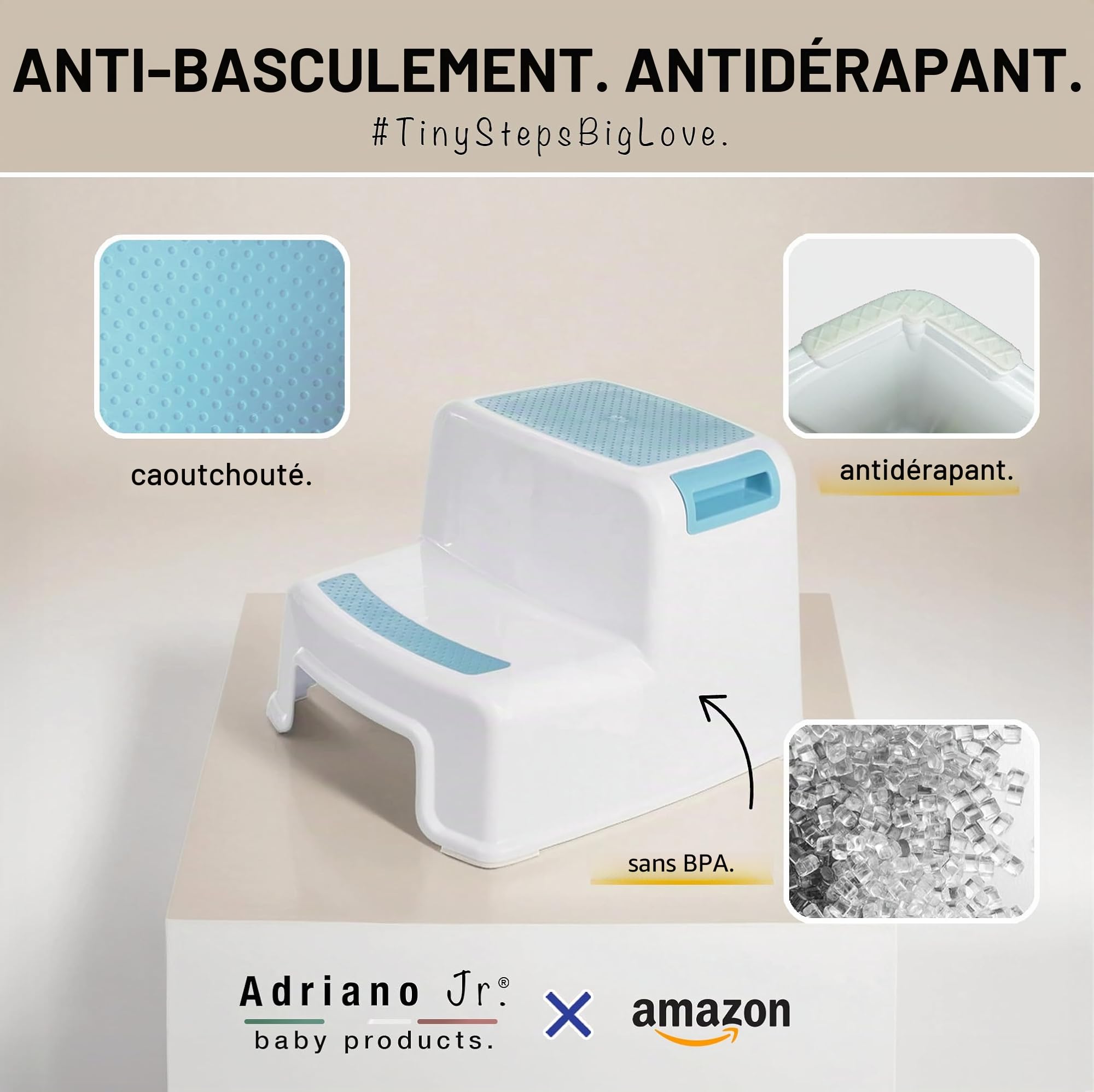 I Marche Pied Enfant I pour Adultes et Enfants I Tabouret Enfant à Deux Niveaux avec Surface antidérapante I Escabeau 2 Marches pour Salle de Bain & Cuisine I 26 cm I 80 kg I Bleu