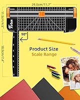 Vista 3 de Firbon - Cortador de papel negro A5, cortador de papel pequeño y recto con regla lateral para manualidades de álbumes de recortes, papel, cupones