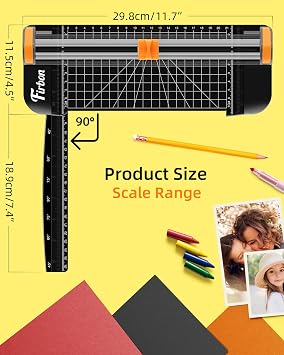 Firbon A5 Paper Cutter, Small Straight Paper Trimmer with Side Ruler