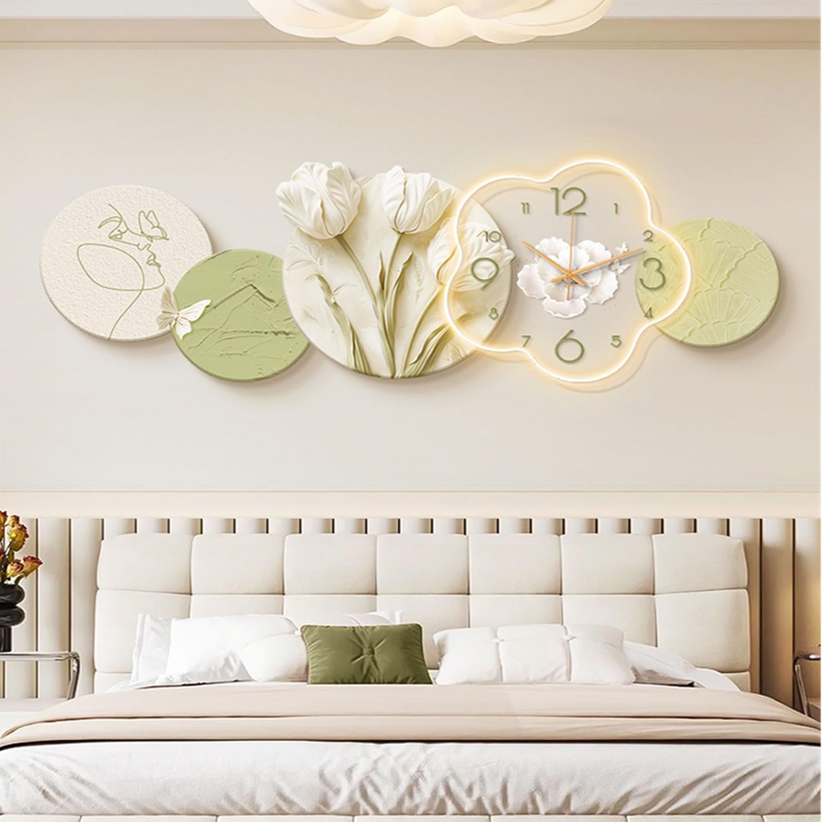 Reloj cocina Lámparas de pared decorativas con reloj grande for sala estar