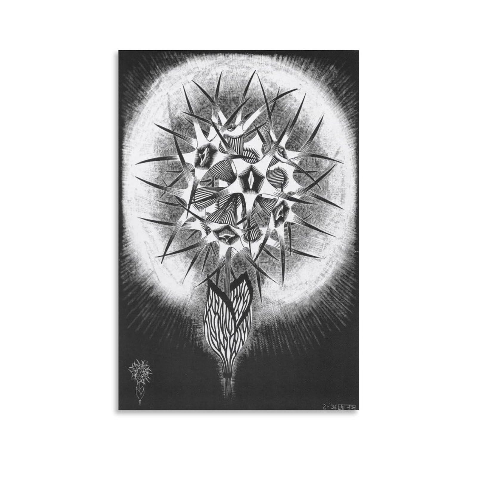 M.C. Escher Flower Wall Art Poster Wall Art Picture Painting Poster Canvas Print Posters Artworks Room Decor 08x12inch(20x30cm)