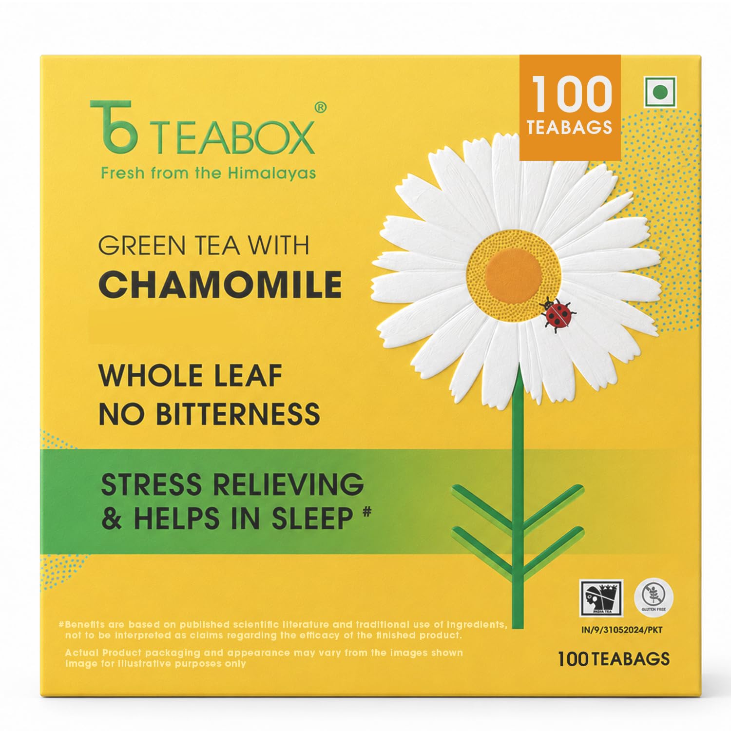 Teabox Chamomile Green Tea 100 Tea Bags
