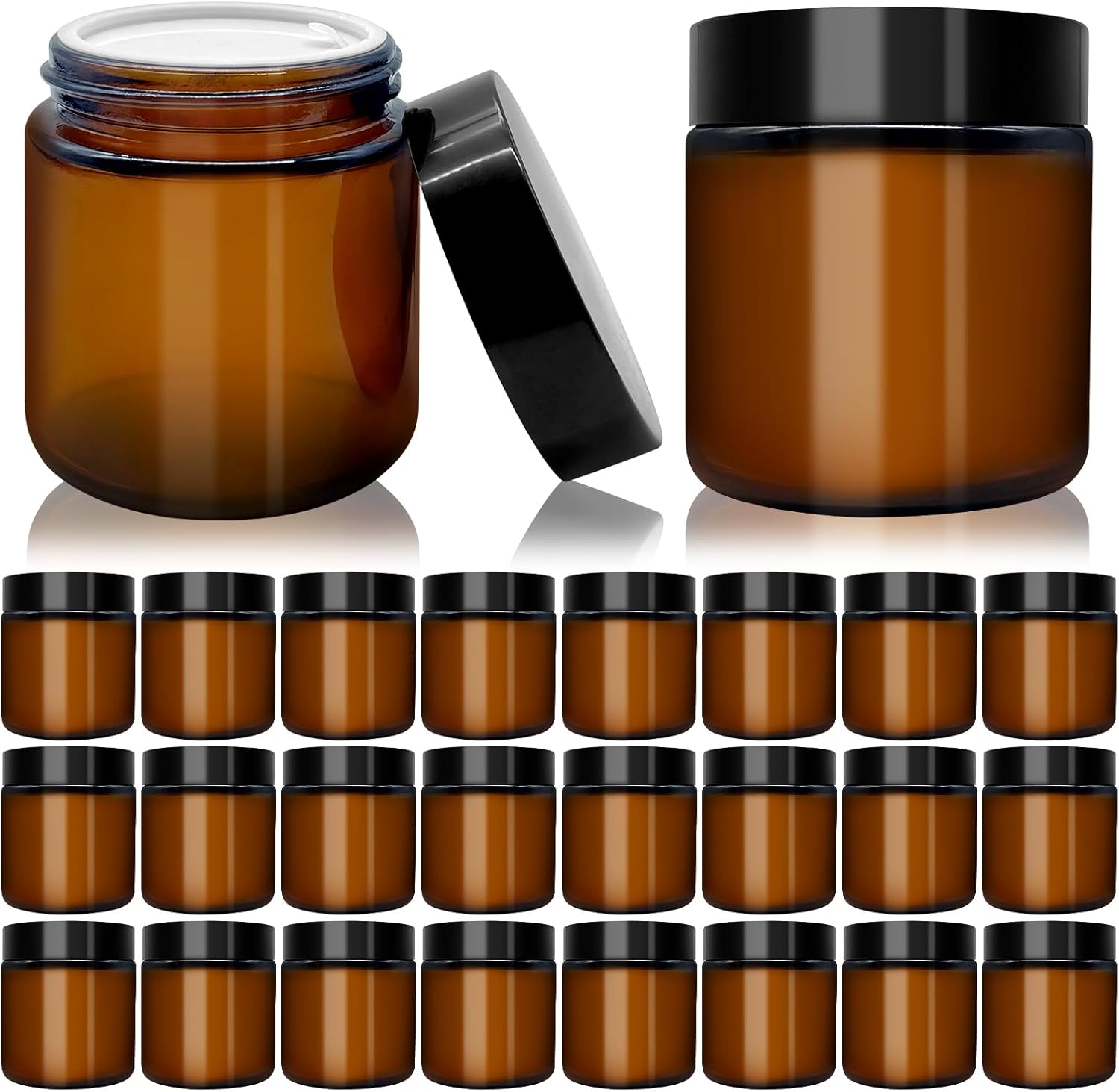 Amazon.com: 4 oz Amber Glass Jars With Lids(24 pcs),Round Glass