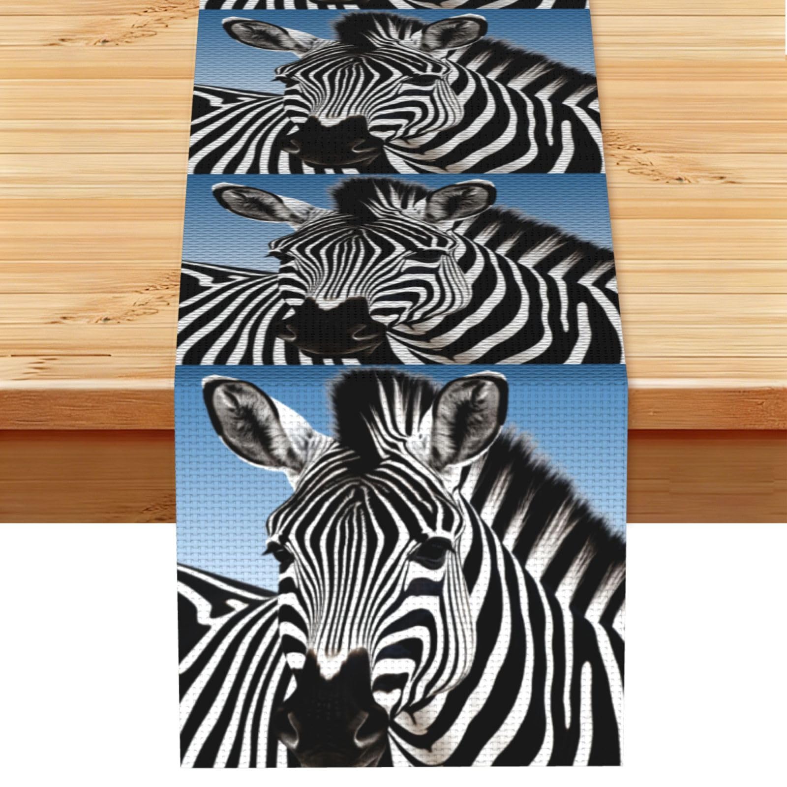 Zebra Table Runner 13x72 Inch Cotton Linen Table Linen Washable Farmhouse Tablecloth Modern Abstract Art Kitchen Dinning Table Decoration for Home Party Decor