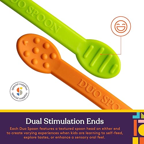 Miniatura 4 de Special Supplies Duo Spoon - Herramientas de terapia motora oral, paquete de 3, estimulación texturizada y tratamiento de entrada sensorial para