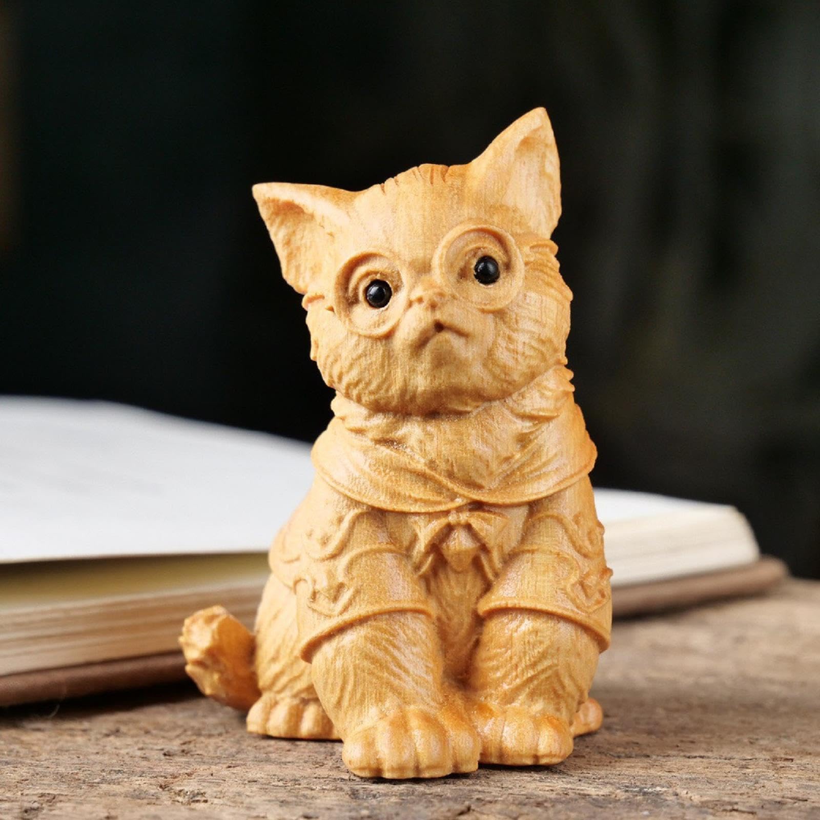 Amazon.com: Carved Wooden Persian Cat Statue Hand Carved Wood