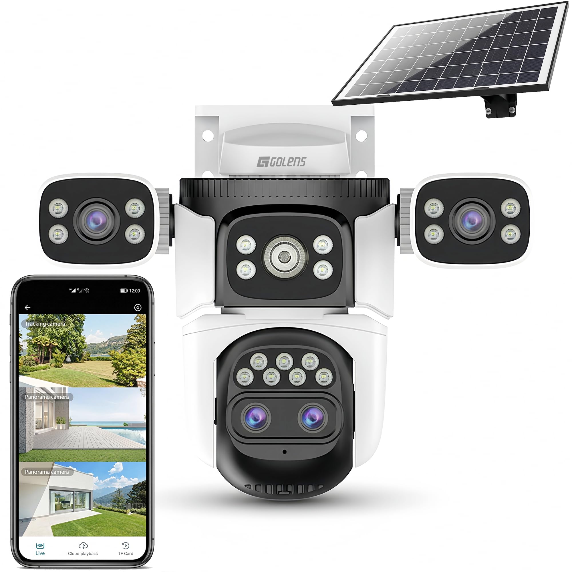 Golens Solar 4G LTE Security Camera Outdoor, 4-Lens PTZ, 10X Zoom, 360° Auto Tracking, PIR Motion Detection, 8000mAh Battery, Color Night Vision, Two-Way Audio, Waterproof-picture-15