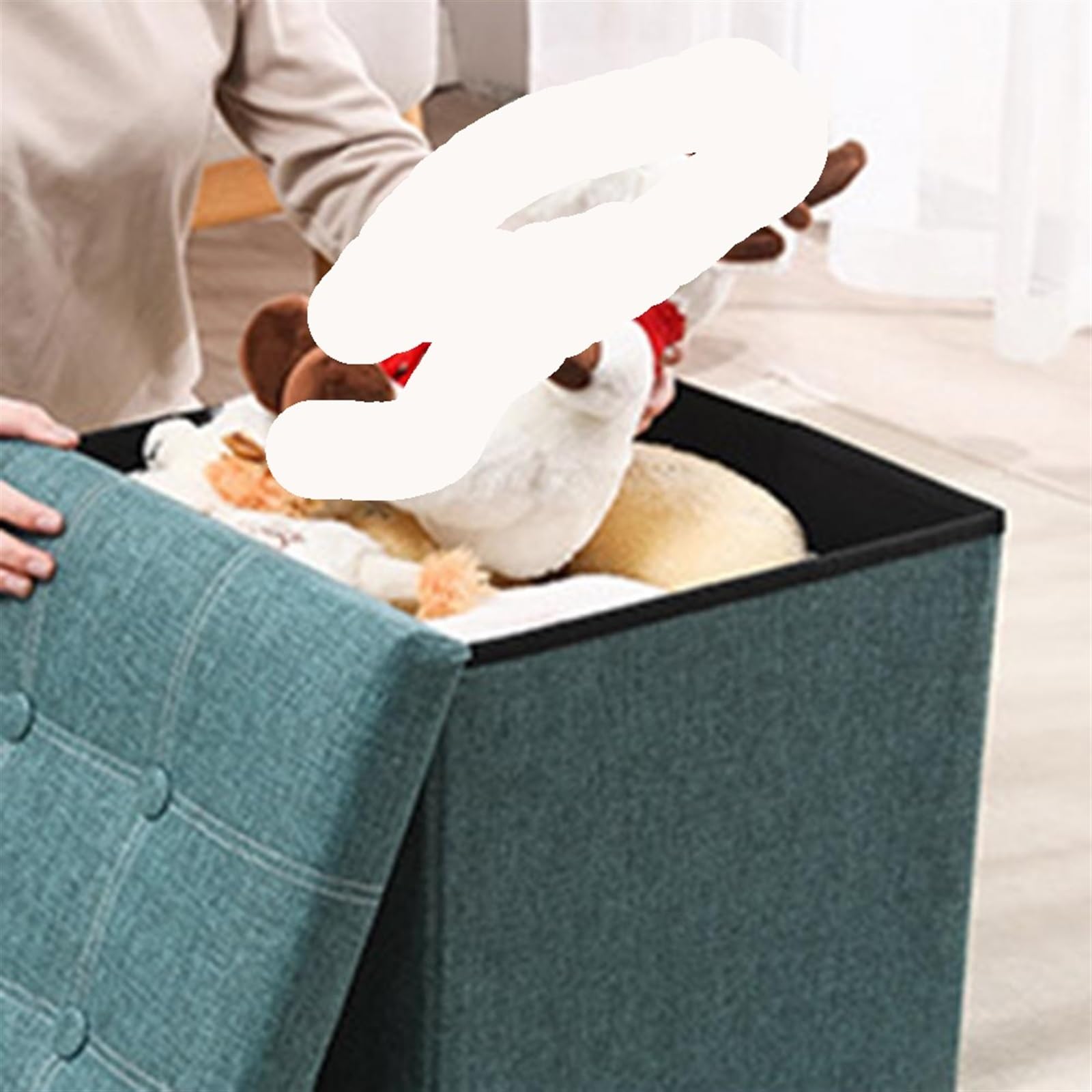 Taburete de Almacenamiento Plegable de Gran Capacidad for Dormitorio, Taburete reposapiés con Asiento Acolchado, organización de artículos Diversos for Sala de Estar(Coffee)