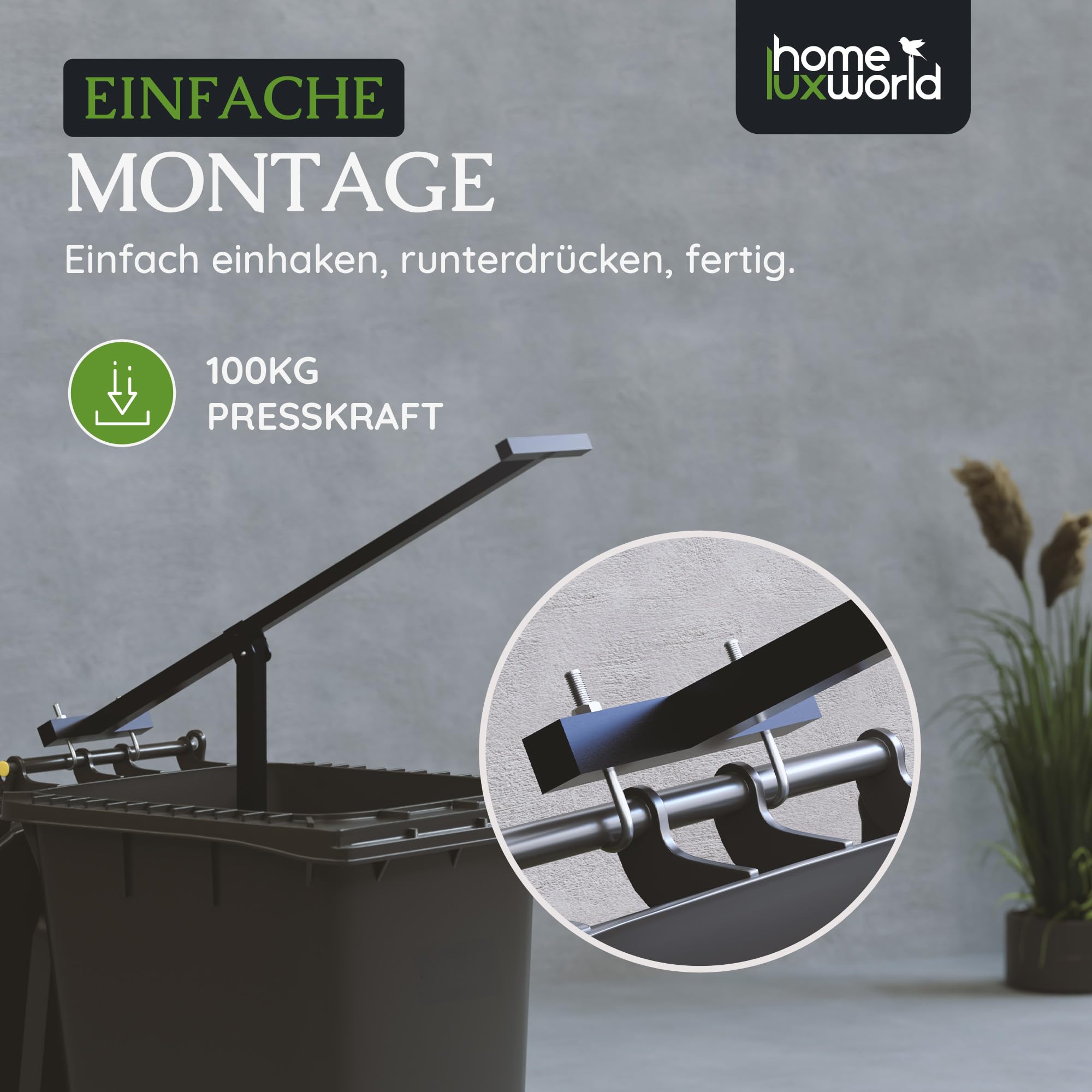 Müllpresse für Zuhause – Mülltonnen Presse 120L/240L – Manuelle Mülltonnenpresse zum Einspannen – Abfallpresse & Müllverdichter für platzsparende, nachhaltige Entsorgungen