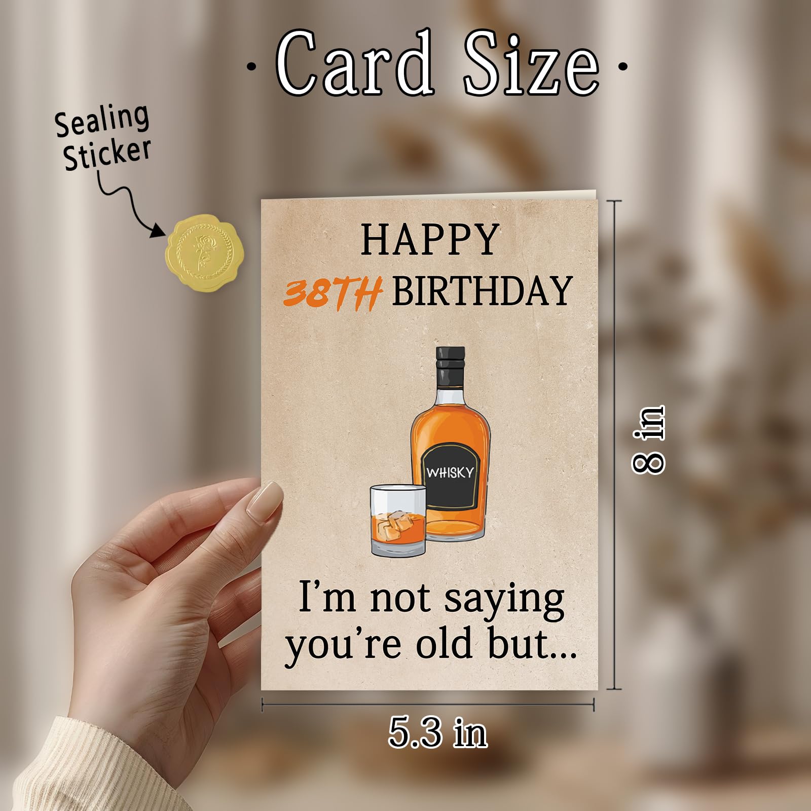 Tarjeta de 38 cumpleaños, regalos de feliz cumpleaños 38 para él y ella, divertidas decoraciones de cumpleaños 38 para hombres y mujeres, tarjeta de regalo de cumpleaños de 38 años para