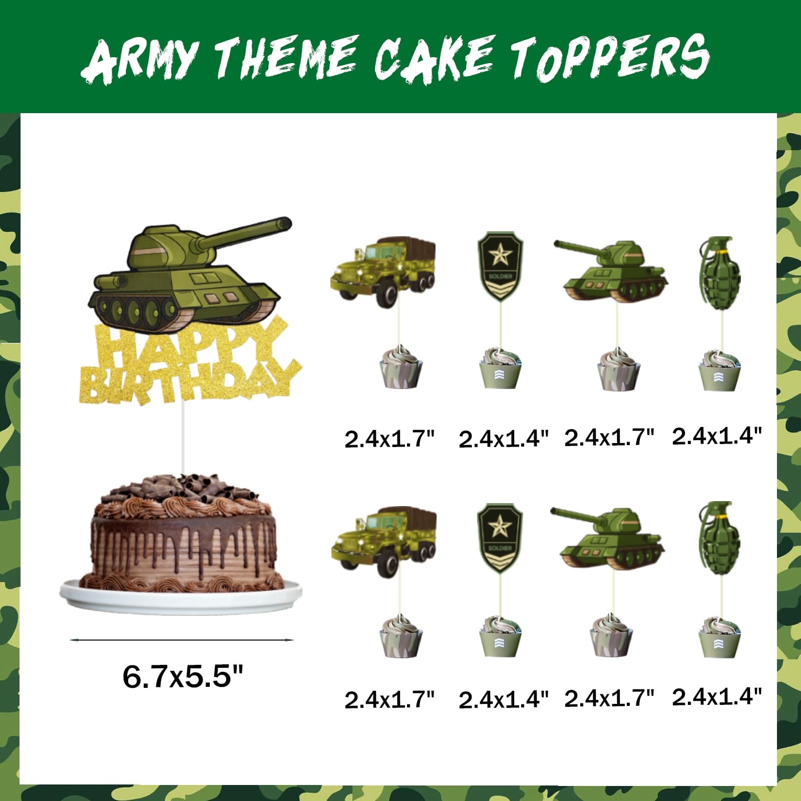 Camo Birthday Party Decoration - Army Party Supplies, Plates Cups - View #4