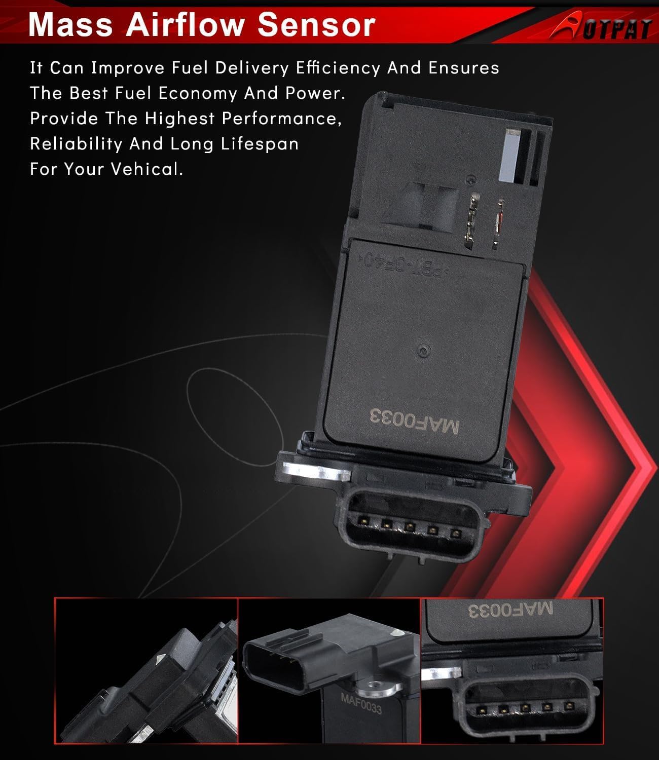MAF MAF0033 Mass Air Flow Sensor for:-Honda 2009-2011 Pilot 3.5L, 2003-2012 Accord 2.4/3/3.5L, 2006-2011 Civic 1.3/1.8L, 2007-2017 Odyssey 3.5L, 2009-2010 Fit 1.5L, Replace OE# MAF0033