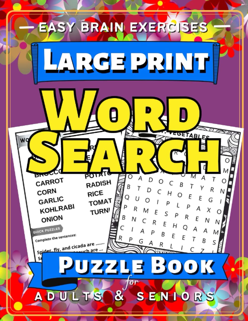 Large Print Word Search & Easy Brain Exercises, Simple Puzzle Book with Relaxing Memory Activities for Adults and Seniors: Ultimate Word Search Activity Book for Dementia and Alzheimer's Patients