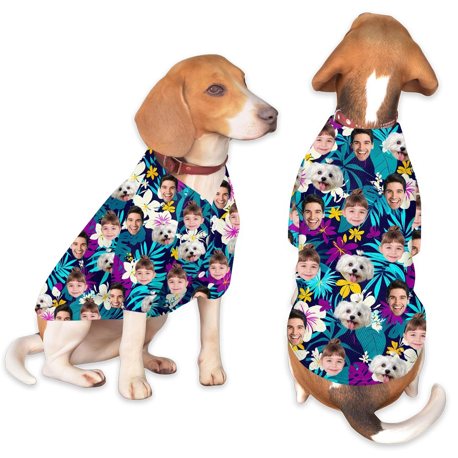Custom Dog Hawaiian Shirts Personalized Face Funny Photo Breathable Mesh Polyester Pet T-Shirts XS-5XL Summer Lightweight Dog Clothes for Small & Medium Dogs
