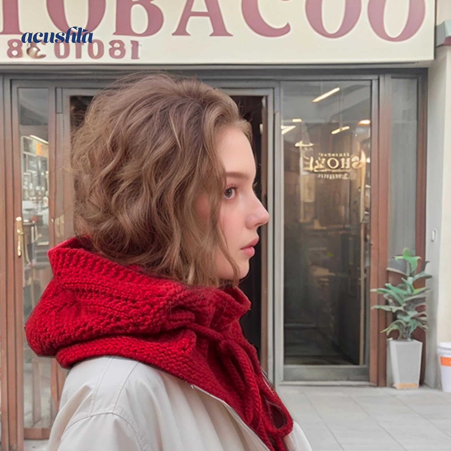 ACUSHLA 100% Merino Wool Fashion Balaclava for Women Soft Warm Light Hooded Scarf Knitted Hat and Scarf in One - Image 5