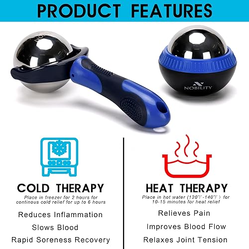 Miniatura 2 de Nobility Rodillo de bola de masaje frío y caliente para el tejido profundo y el dolor muscular para aliviar la rigidez y el estrés, cuerpo, cuello,