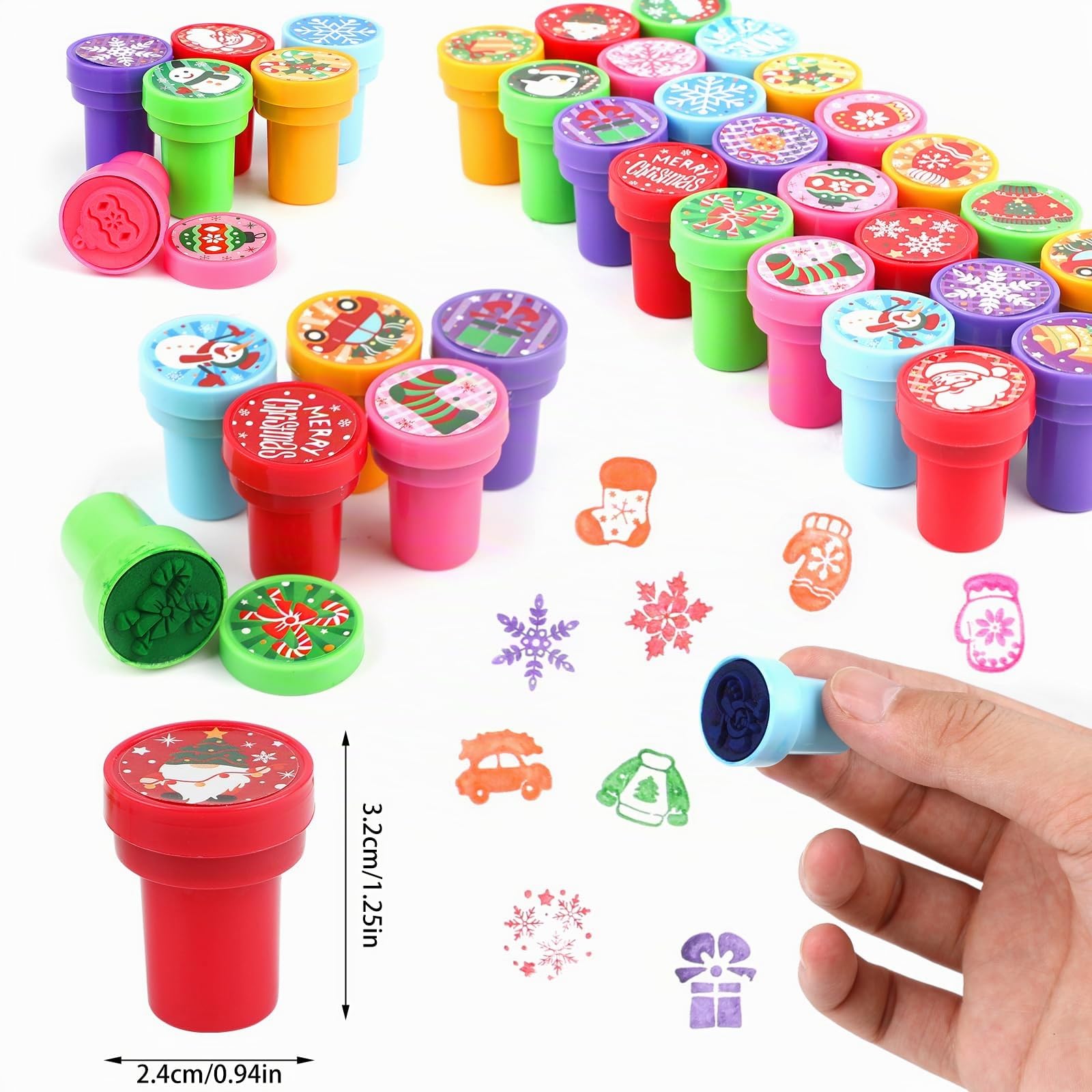 Sellos Navideños para Niños, 30 Piezas de Sellos de Juguetes, Sellos Autoentintables para Niños, Juego de Sellos para Bolsas de Fiesta de Navidad, Regalos de Fiesta, Juguetes Navideños