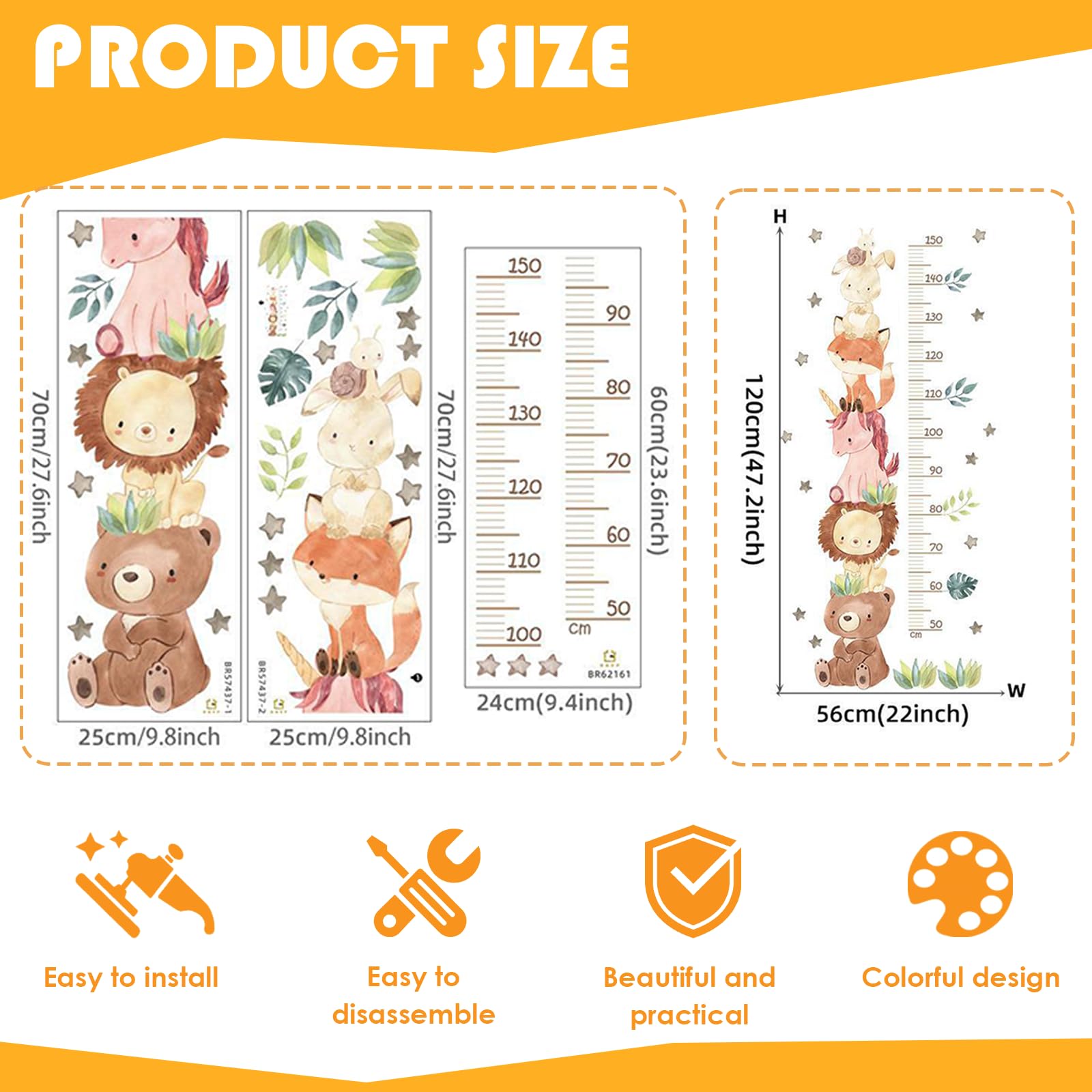 Tetto da parete per bambini 50-150 cm, adesivo giungla