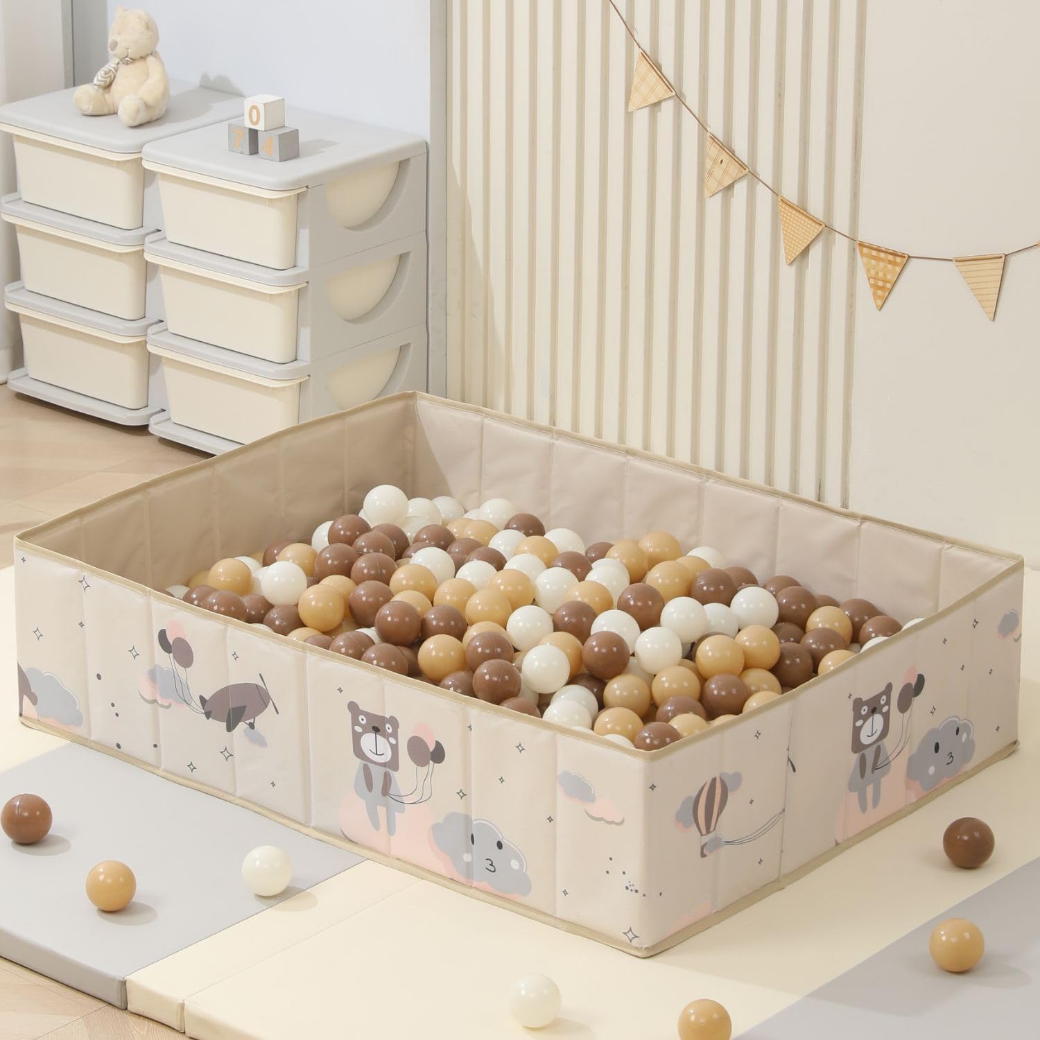 RUGUIES- Ball Pit for Baby and children under 3 years old- Rectangular Ball Pool- Kids' Ball Pits- Portable and Folding- For indoor and Outdoor- Waterproof- (balls not included) - Image 2