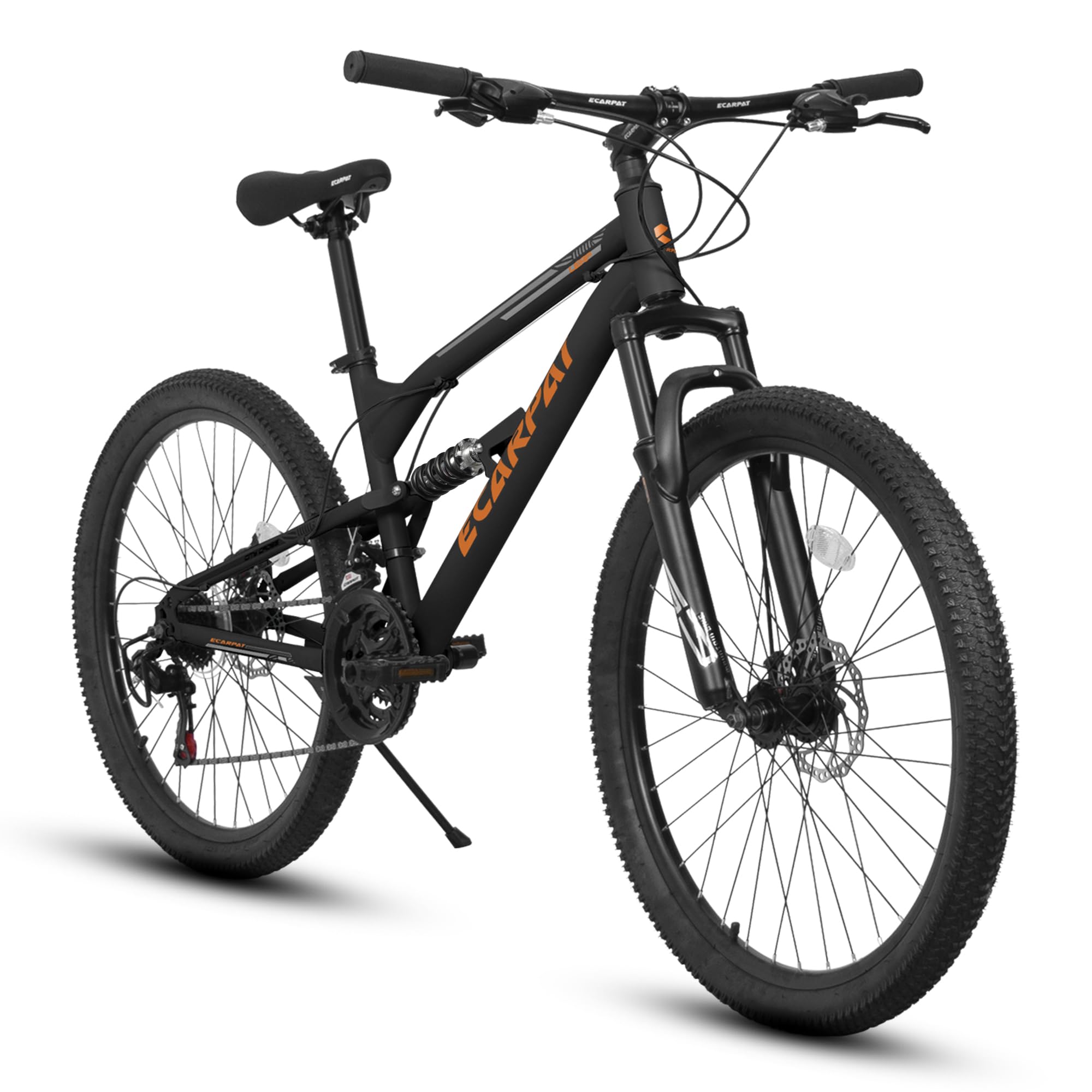 24/26/27.5 Inch Dual Full Suspension Mountain Bike, 21 Speeds Dual Disc Brake, Men Women Mountain Bike with Adjustable Saddle, Adult Trail Beach Snow Commuter City Bikes