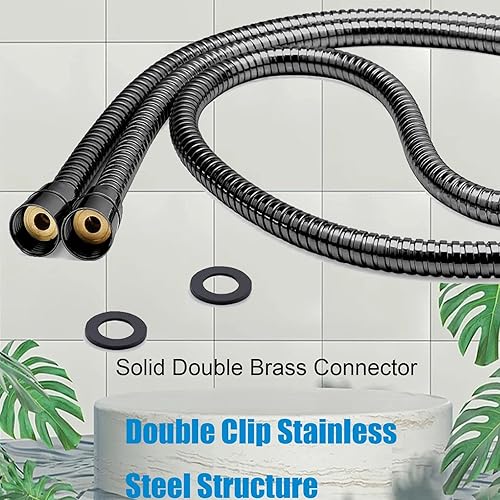 Miniatura 7 de Varita de ducha de mano negra, cabezal de ducha de mano con manguera larga, cabezal de ducha de latón con rociador de mano, soporte de pared