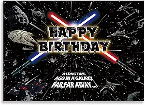 Seasonwood Star Themed Backdrop for Baby Boys Kids Birthday Party Universe Wars Background Galaxy Photography Party Decorations Cake Table Banner Photo Booth Props Supplies Favor 7x5ft