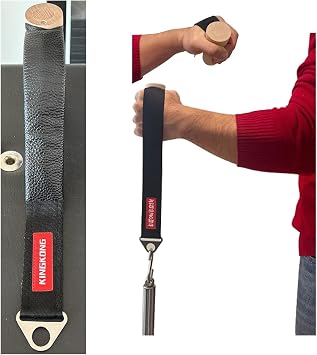 Wrist Pronation Thumb Belt Training Strap for Arm Wrestling, Leather Wrapped Comfortable Grip, Forearm Workout Tool with Handle