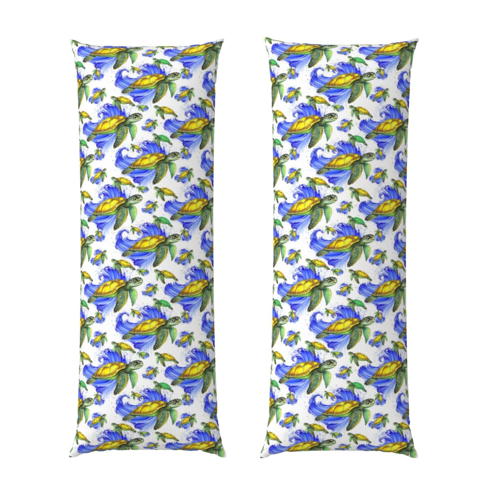 Body Pillow Cover 20x60 Watercolor Sea Turtles, Zippered Microfiber Pillowcase, Soft Cozy Cushion Case, Wrinkle Fade Resistant for Bed Couch