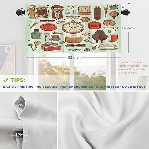 Vista 91 de Shrahala Ethnic Geometric Tribal Kitchen Valances Half Window Curtain, Native American Navajo Tribal Design Print Kitchen Valance for Window Ink