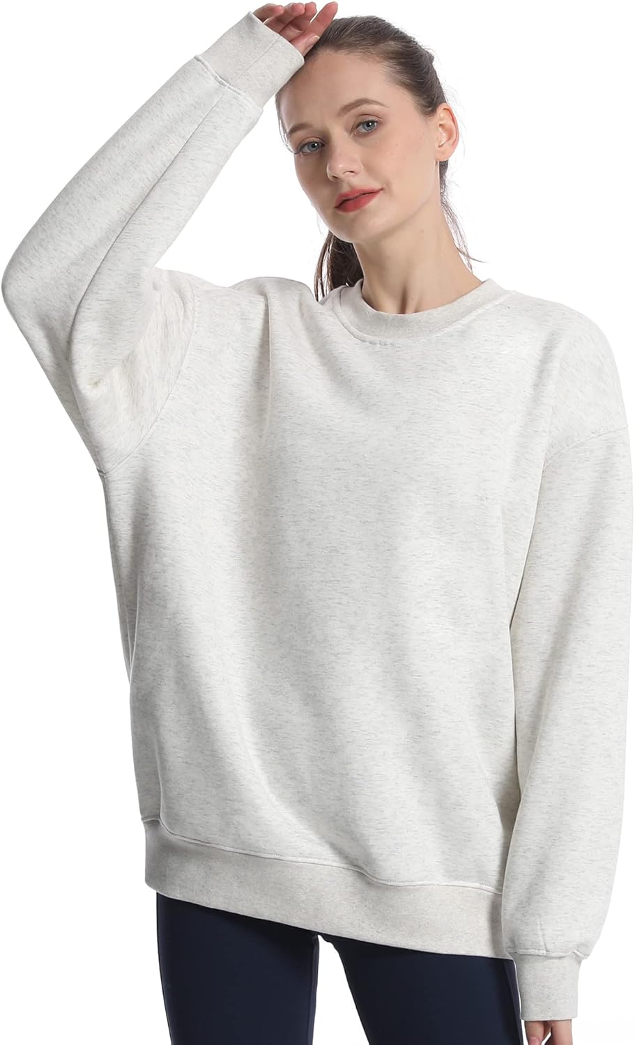 THE GYM PEOPLE Womens' Fleece Crewneck Loose fit Soft Oversized Pullover Sweatshirt - Image 2