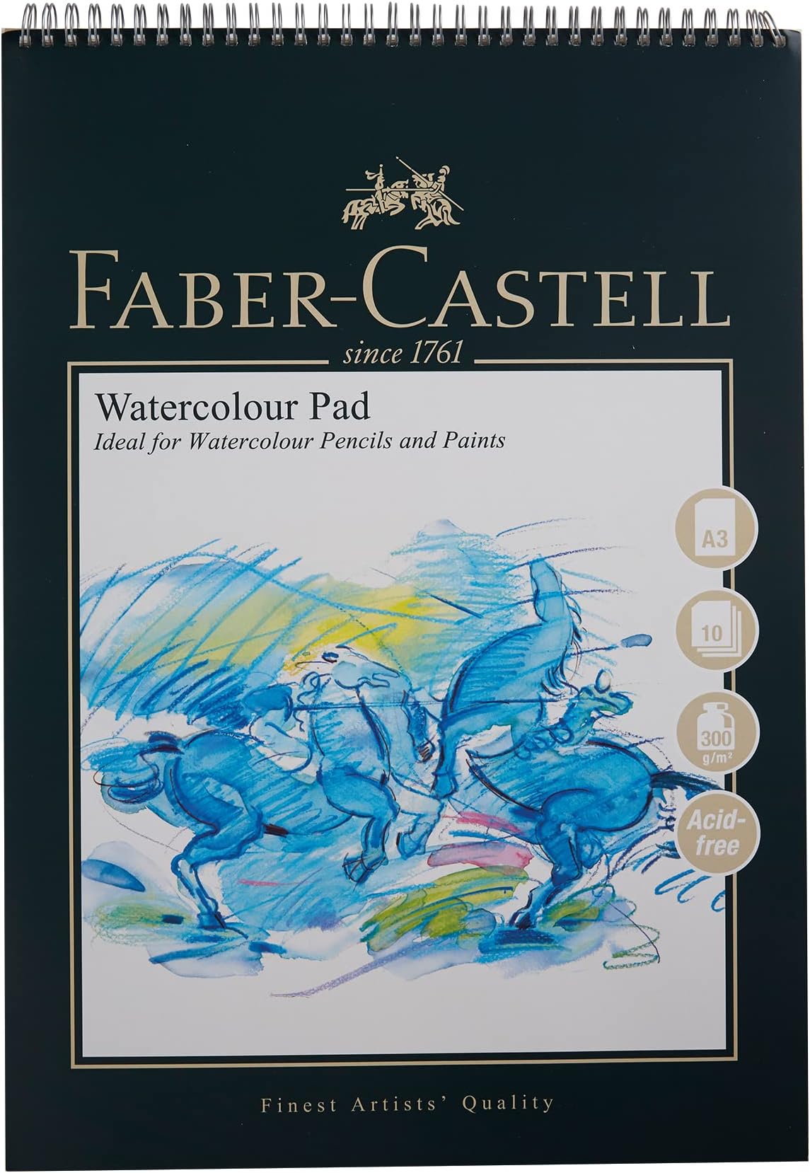 Faber-Castell Art & Graphic Watercolour Pad, A3, Acid Free Spiral Bound Paper Pad, 300 GSM, 10 Sheets for Watercolour Paint, Pencils and Markers, Arts, Craft, Home and School