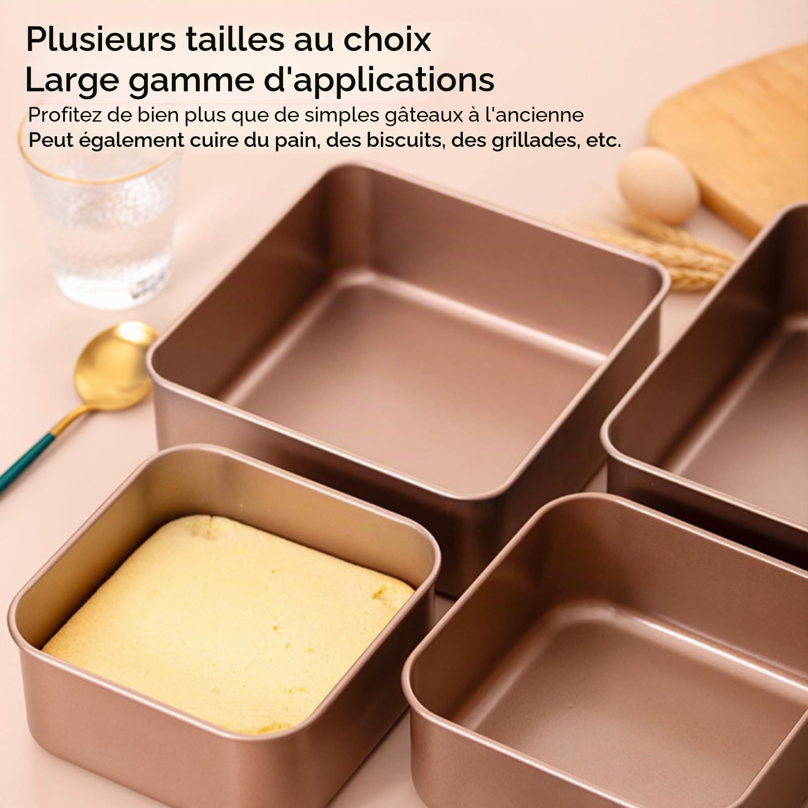 Moule à Gâteau Antiadhésif Carré Plaque à Pâtisserie Profonde en Acier au Carbone pour Four Idéal pour Gâteaux Pain Pizza Biscuits Facile à Nettoyer (Petite Taille)