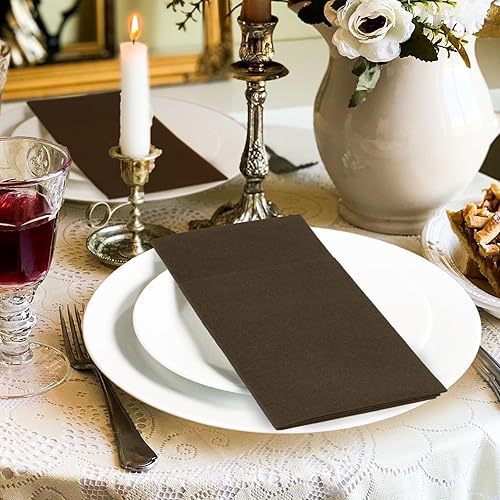 Vista 78 de KAMMAK Servilletas desechables de color verde oscuro con paño de bolsillo como servilletas de papel para cena, paquete de 100 toallas de mano