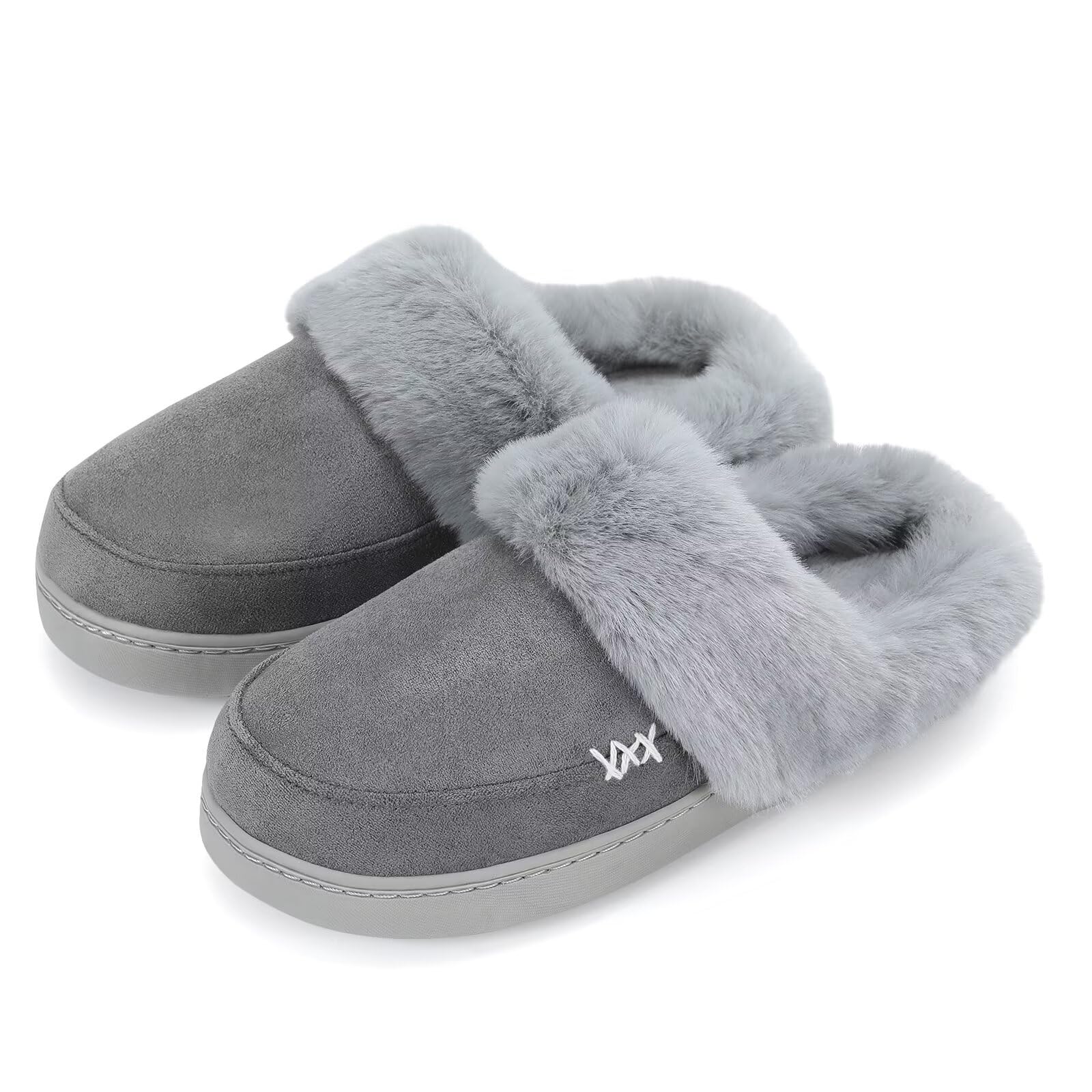 ninecifun women39s and men39s memory foam house slippers faux fur lined indoor fuzzy slippers with no-slip sole slip on suede home shoes warm winter gift for women amp men