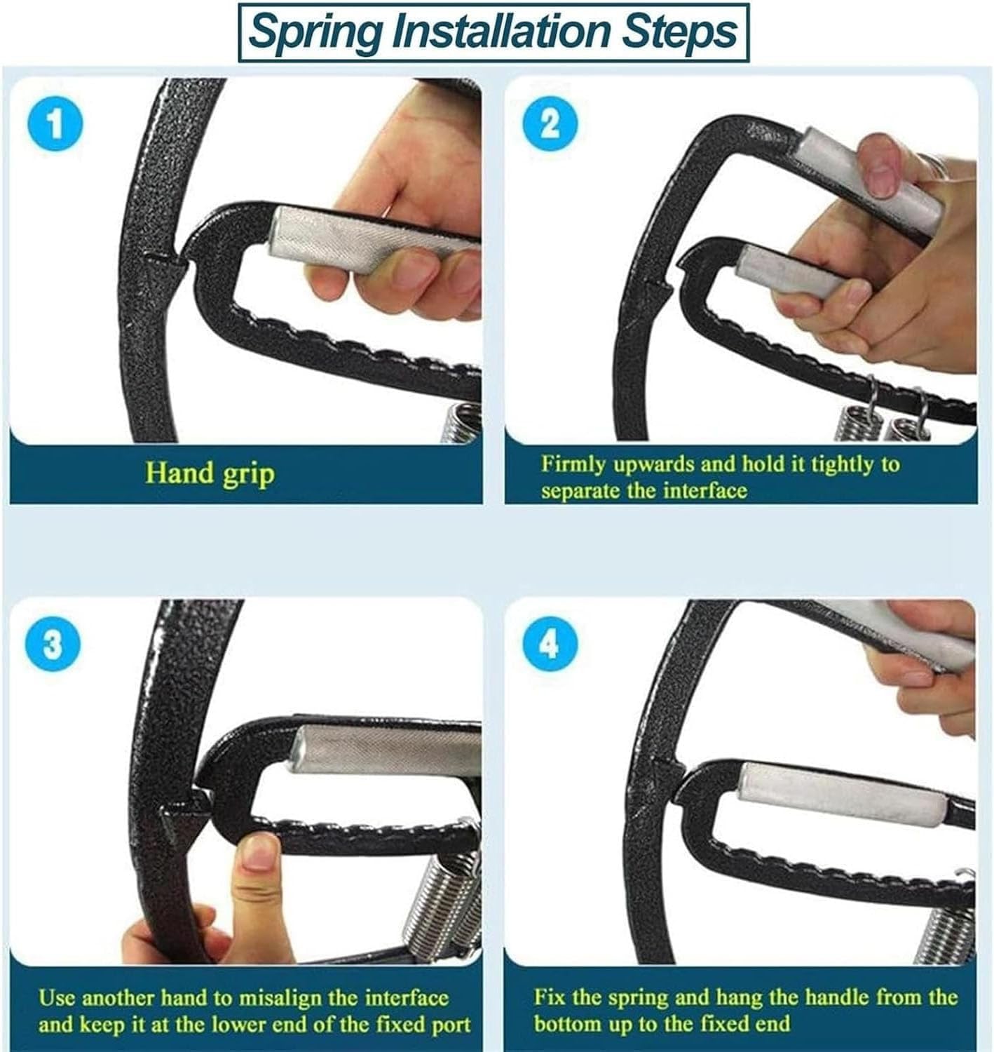 ERICAT Fortalecedor De Mano, Pinza De Acero Inoxidable con 6 Resortes Reforzados Y Mango Antideslizante, Resistencia Ajustable Y Peso Ideal para Ejercicios De Muñeca Y Antebrazo, para Deporte