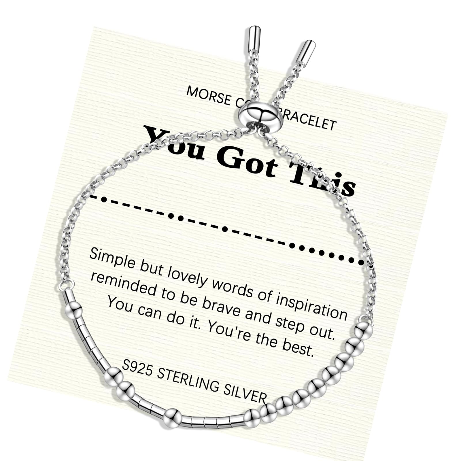 Helonley Morse Code Bracelet - 925 Sterling Silver Inspirational Bracelets