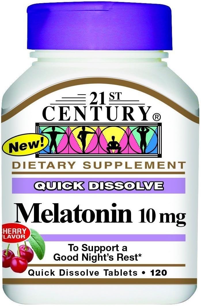 21st Century Quick Dissolve Melatonin 10mg, Cherry 120 ea (Pack of 6)