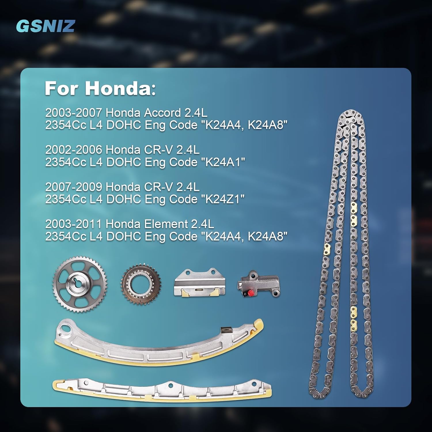 Engine Timing Chain Kit Compatible with Honda Accord 2003-2007 for CR-V 2002-2009 for Element 2003-2011 2.4L Replace 9-0711S TK4041NG TKHO041 TS21831