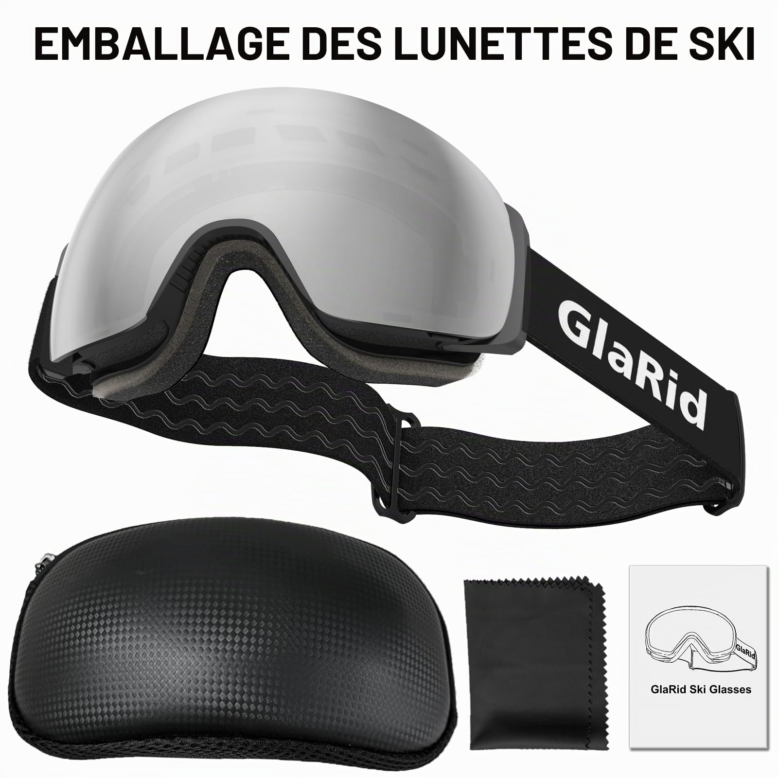 Masque de Ski Magnétique pour Homme et Femme, OTG | Masque de snowboard à changement rapide d'écran, Protection UV 100% & anti-buée, Idéal ski