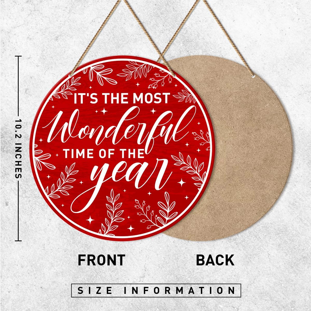 ZODGMED Christmas Wall Hanging Sign, Christmas Decor for Home Living Room Holiday Hanging Sign Xmas Wall Decorations, It's The Most Wonderful Time of The Year