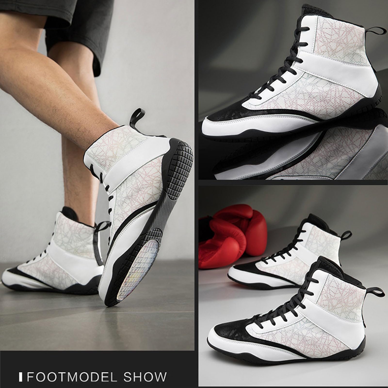 Zapatos de Lucha,Zapatos de Boxeo,Botas de Boxeo,Zapatos de Lucha Transpirables,Unisex,Ligero,Antideslizantes,Flexibles,Confort,para Combate,Wrestling,Fitness,Marciales,Sanda