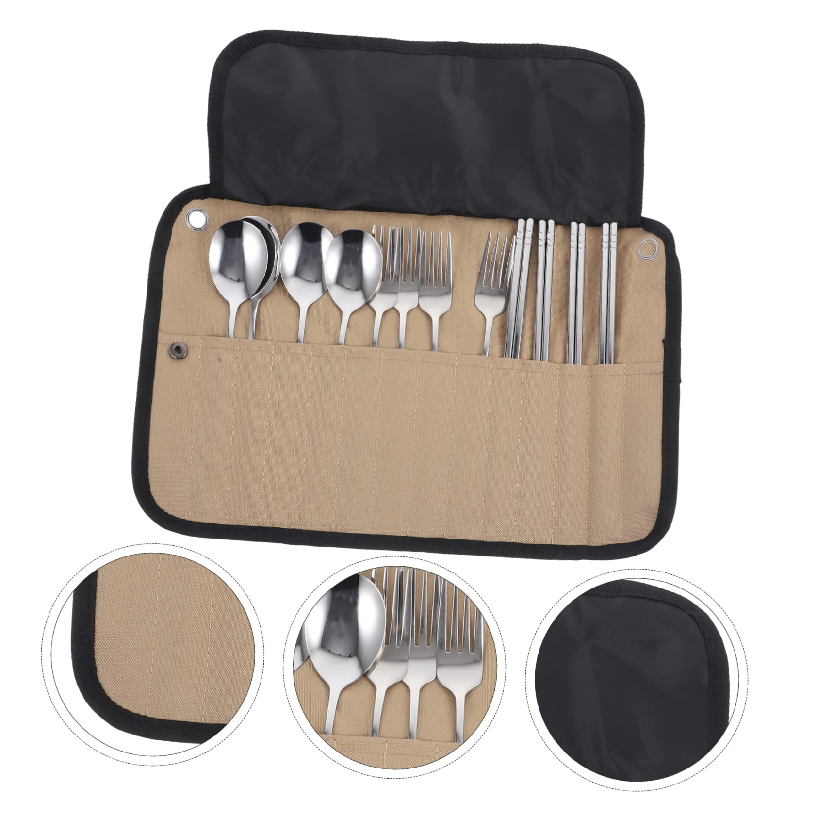 Leichtes Campingbesteckset mit Nylon Tasche aus Edelstahl Einfach zu Reinigen für Sommerstimmung Beim Outdoor Camping und Picknick