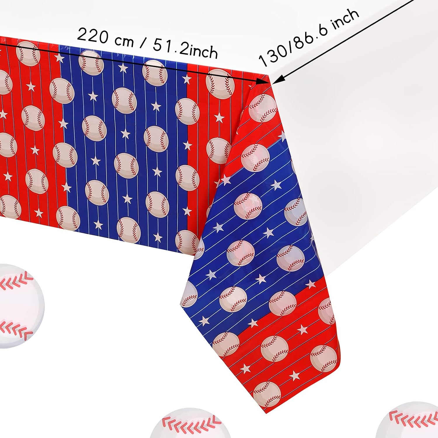 3 Pieces Baseball Tablecloth Baseball Party Decorations Disposable Baseball Table Covers Plastic Baseball Birthday Party Supplies Decorations for Baseball Event Party, 51.2 x 86.6 Inches - Image 2