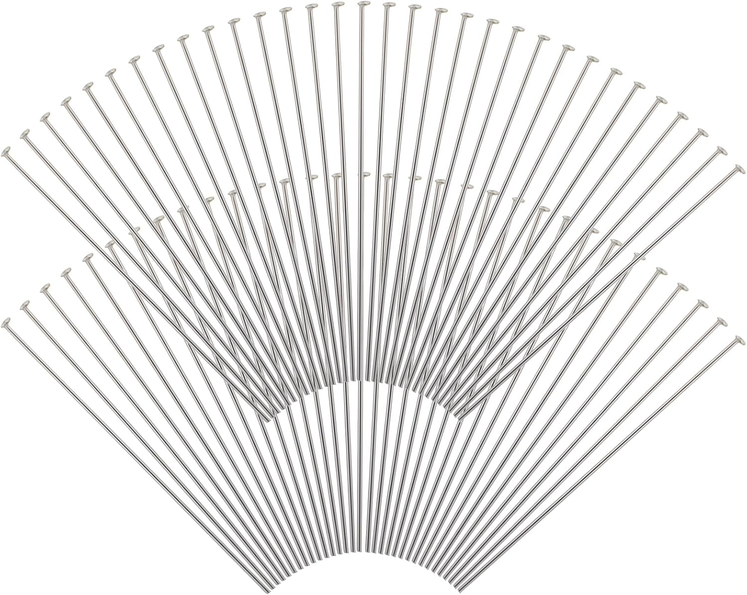 500Pcs Stainless Steel Head Pins Flat Head Pins for Jewelry Making Eye Pin Findings Metal Earring Pin End Headpins 50mm for DIY Craft Bead Earring Necklace